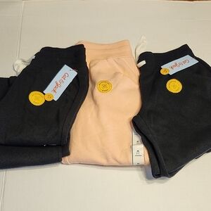 3 Piece Cat & Jack Girls Size 8 Fleece Lined Joggers Pants Casual Black Pink New